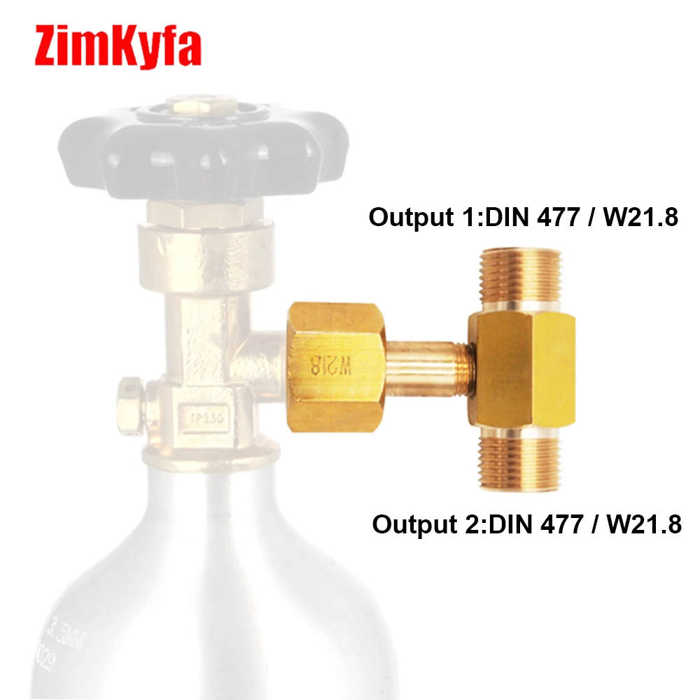 W21.8-14 DIN477 Butelka zbiornika CO2 Mosiężna gwintowana trójnik 3-drożne złącze Adapter do ładowania do akwarium domowego piwa