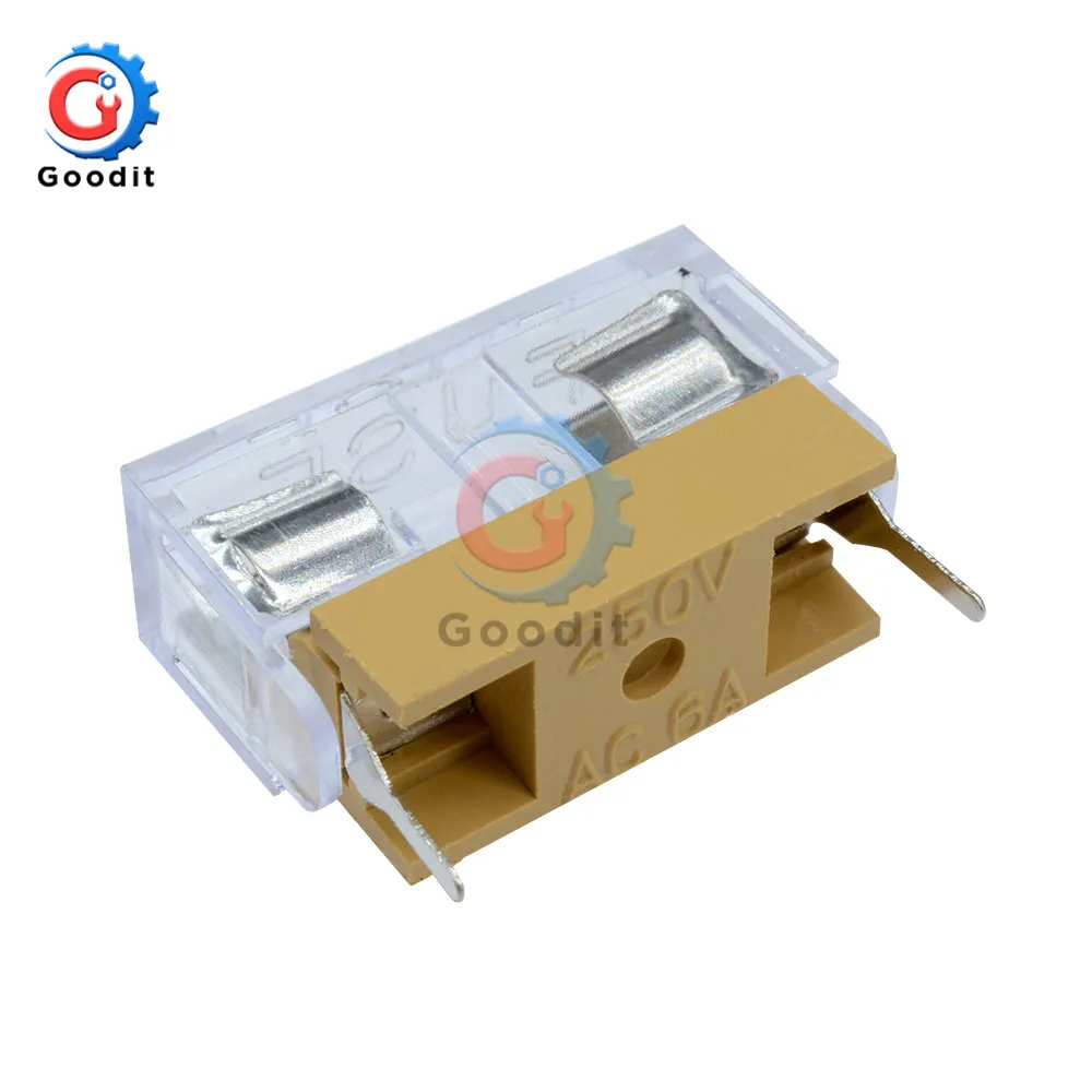 10PCS Panel Mount PCB Fuse Holder Case w Cover 5x20mm With Transparent Cover 5*20 Fuse Holder