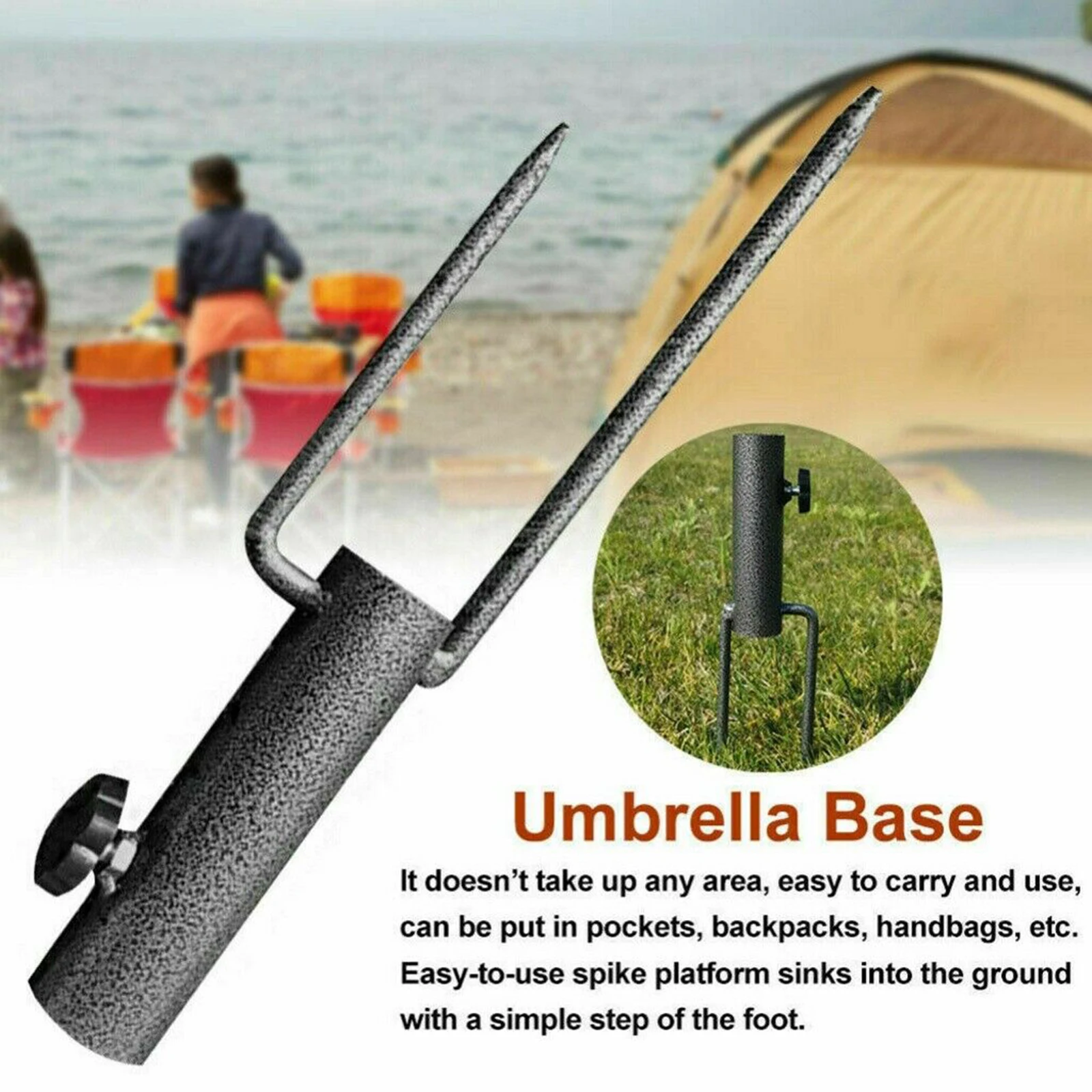 Patio Parasol Holder Anchor Beach Umbrella Heavy Duty Metal Ground Grass Holder Stand Great for Use in Soil