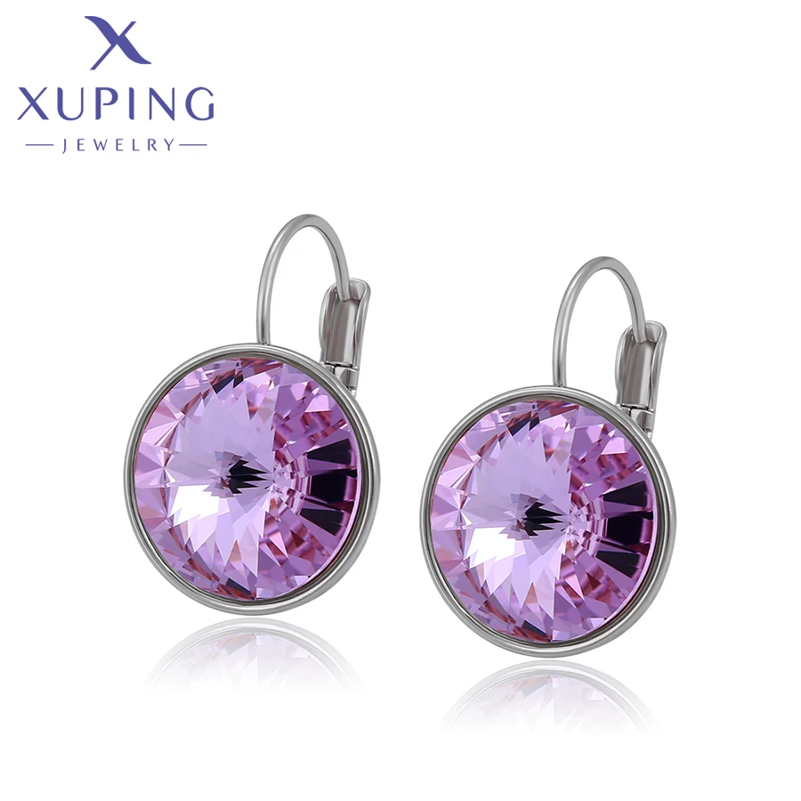 Xuping Jewelry Charm High Quality 14mm Stone Fashion Elegant Round Trendy Style Crystal Earring for Women Party Gift