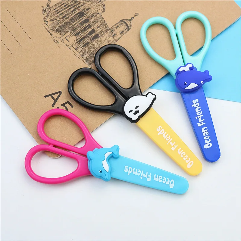 1PCS cute Marine animals student stationery scissors Child safety scissors paper cutting Crop tool