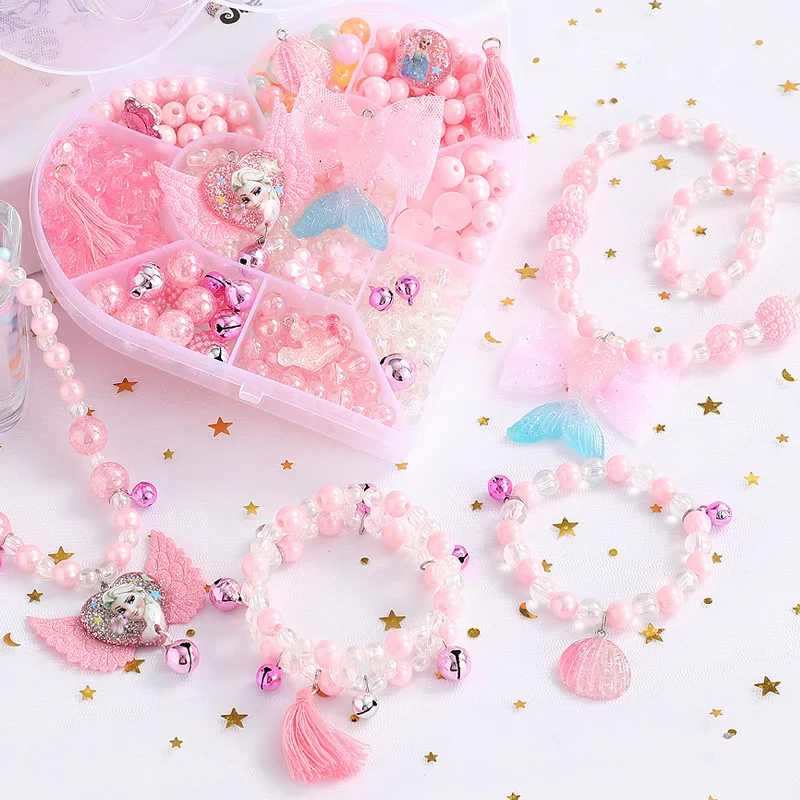 DIY Handmade Beaded Toy with Accessory Set Children Creative Heart-shaped Jewelry Making Toy Educational Toys for Girls  Gift