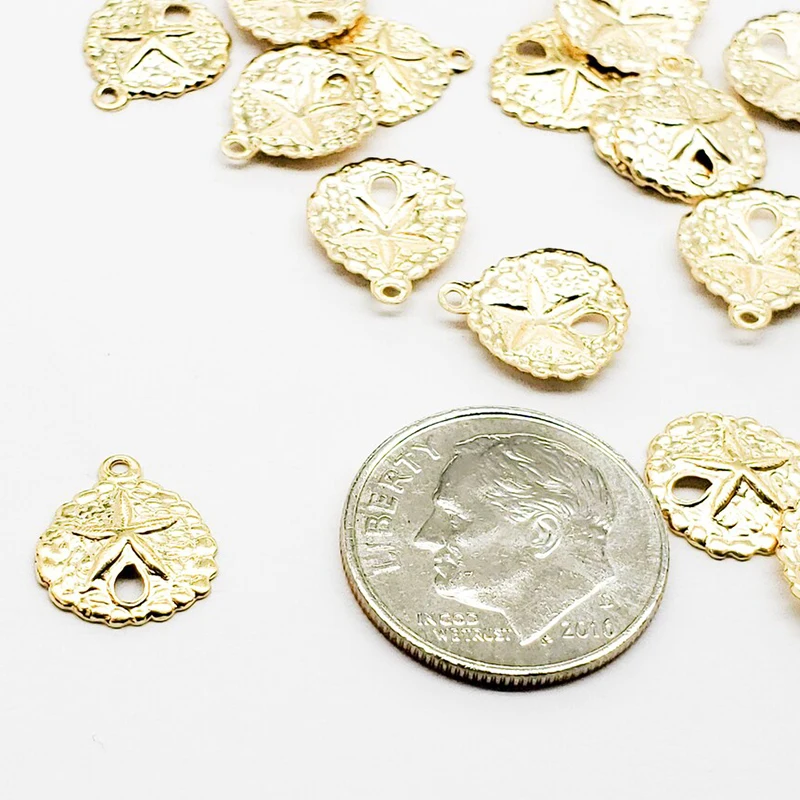 Sanddollar-Anhänger aus 14K Goldfilled, Sanddollar-Charm für DIY Armband- und Halsketten-Herstellung, Schmuckzubehör – Detail 17