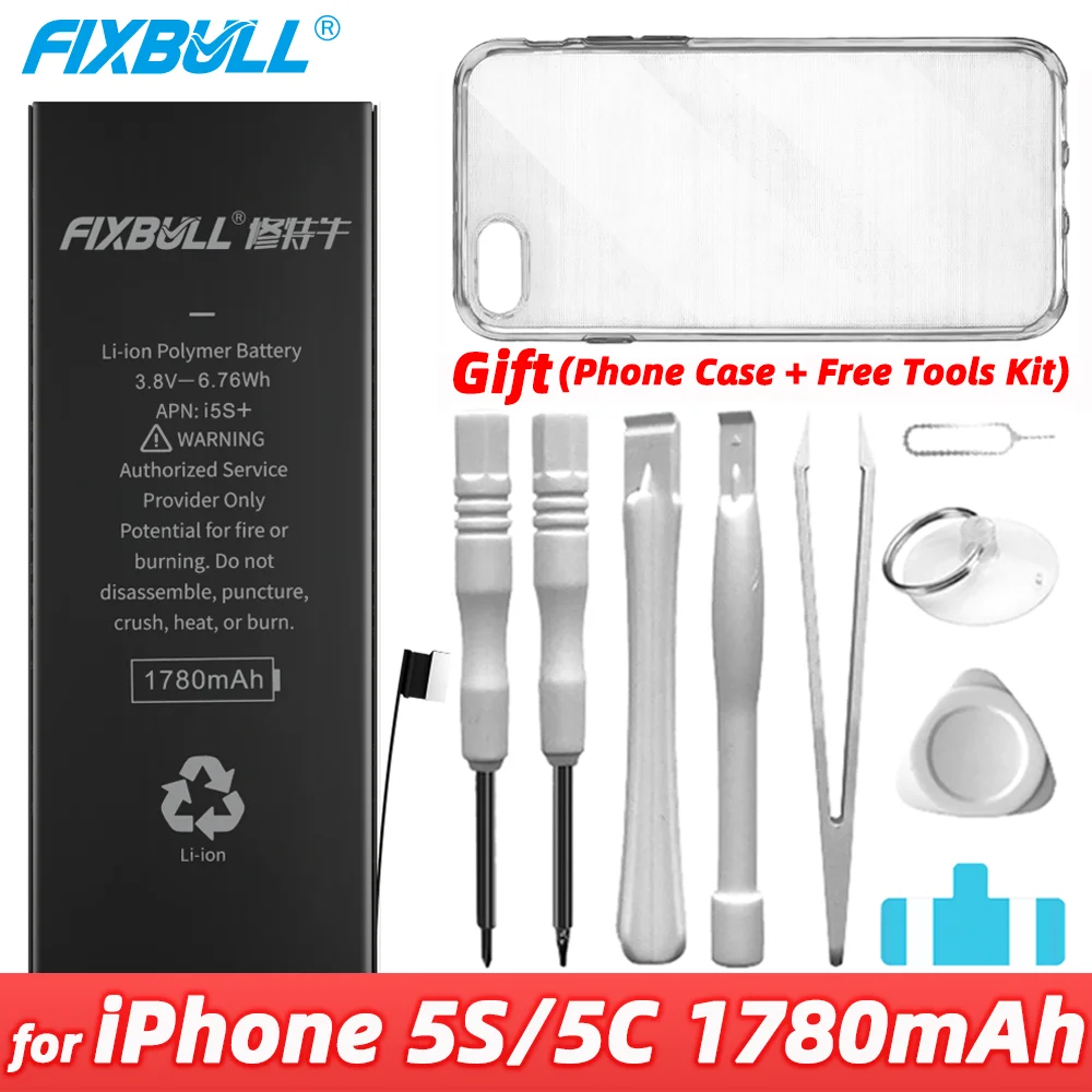 FIXBULL Original Battery For iPhone 5C 5S 5GS 1560mAh 1780mAh Real Capacity Mobile Phone Replacement Bateria Lithium Batteries