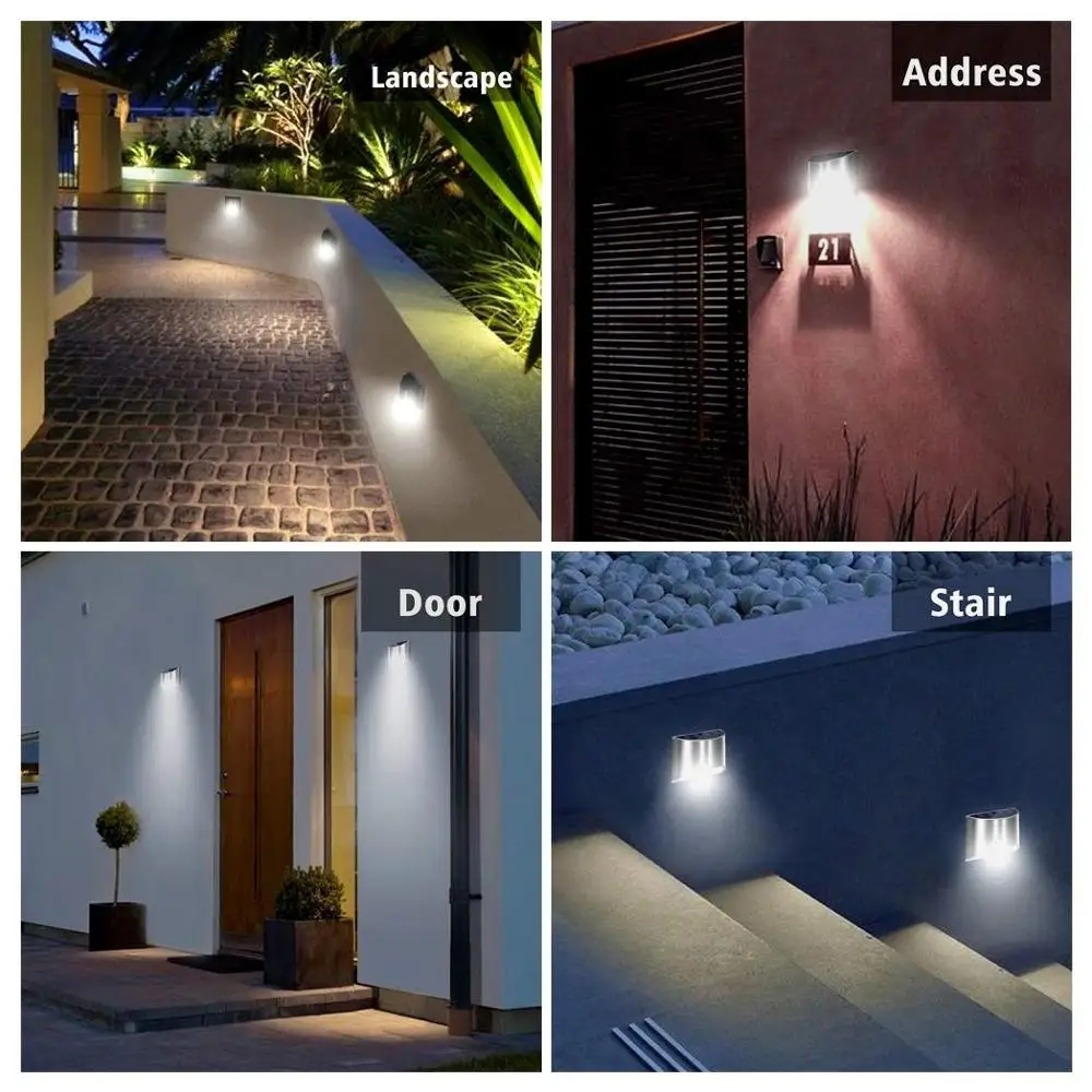 Hot Sell Solar Light LED Solar Wall Lamp PIR Motion Sensor Stainless Steel Shell Lighting For Outdoor Garden Wall Fence Stair
