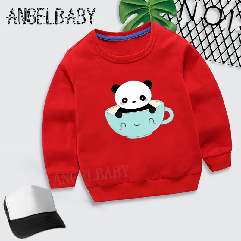 

Boys Girls Sweatshirt Kids Cute Coffee Panda Cartoon Hoodies Children Autumn Tops Baby Cotton Clothes,KYT2109