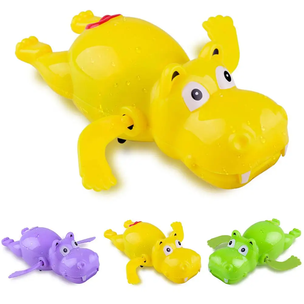 1Pc Cartoon Clockwork Bath Toy Swimming Hippo Animal Clockwork Wind up Fun Bath Water Kids Toy