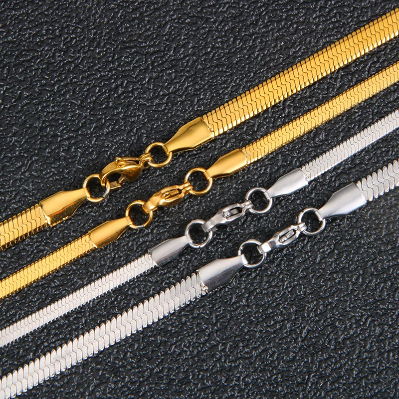 Modische Unisex-Schlangenkette Damen-Halskette Choker Edelstahl Fischgrät-Kette in Goldfarbe für Damen-Schmuck – Detail 6