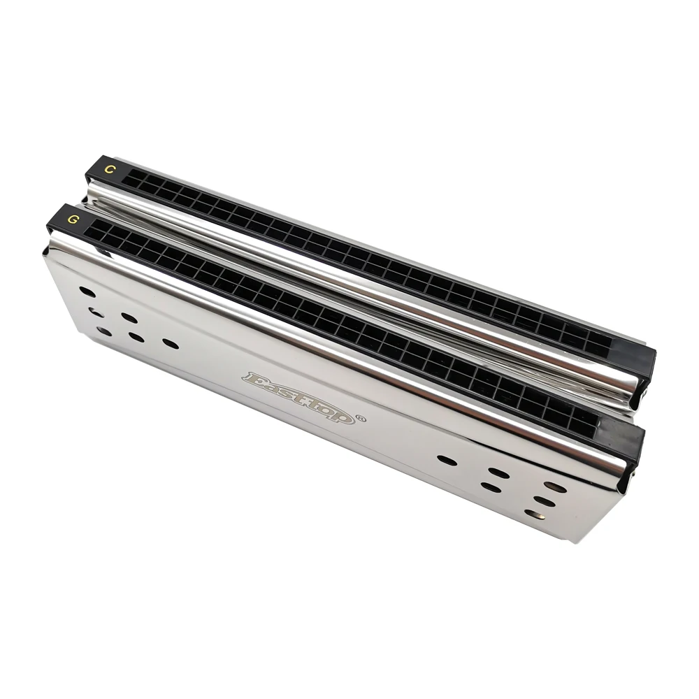 Easttop10/16/24Hole Double-Sided Harmonica Tremolo Diatonic Harmonica Blues Harp C&G Double Side Keys for Players Adults Student