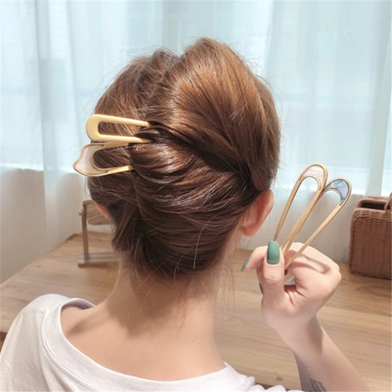 Einfache U-förmige Haarspangen für Frauen und Mädchen, Haarstäbchen, Braut-Haar-Styling-Zubehör, goldfarbene Metall-Haarnadeln, Haarspangen – Detail 2