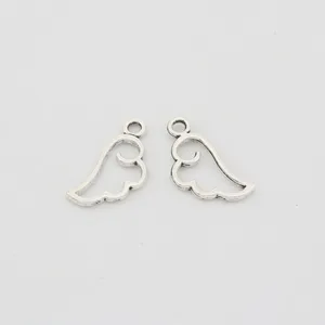 100 buah Warna Perak Lucu Sayap Mini Pesona Sayap Malaikat Liontin Gelang Kalung Perlengkapan Perhiasan A3345 10 pesona sayap penjualan terbaik - №