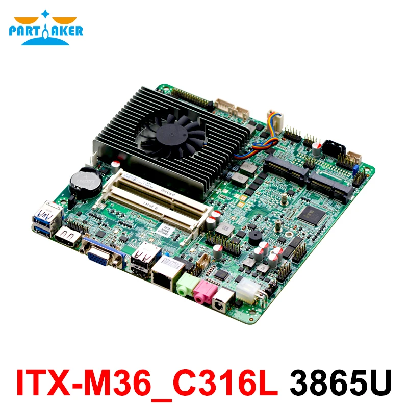 Intel Celeron 3865U Quad Core Cpu Industrial Motherboard 8 USB Thin Client Mini Itx Mainboard support 4K display