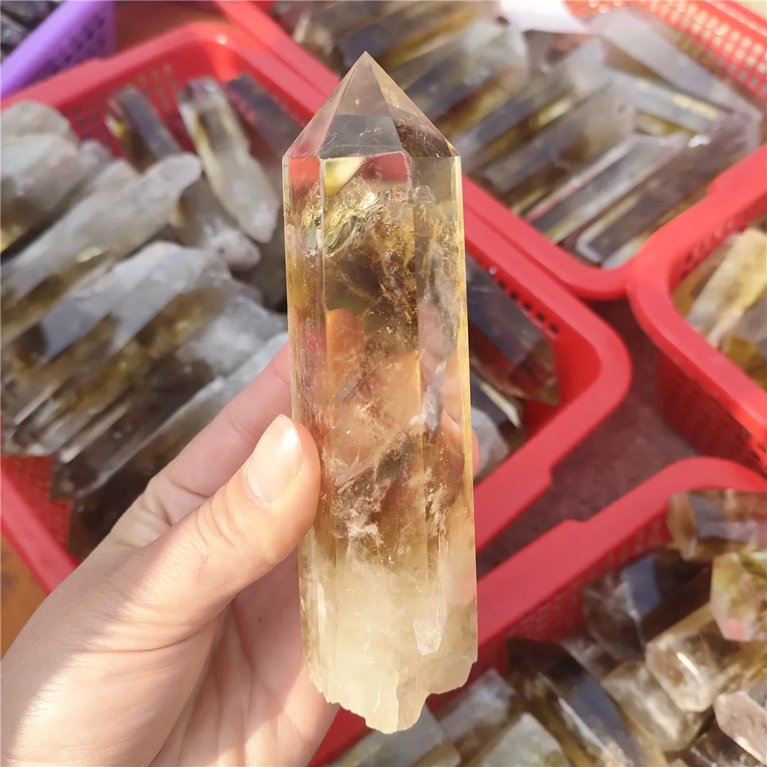 1-3pcs 220-250g Dropshipping Large Natural quartz crystal Tower Citrine quartz crystal wand point healing