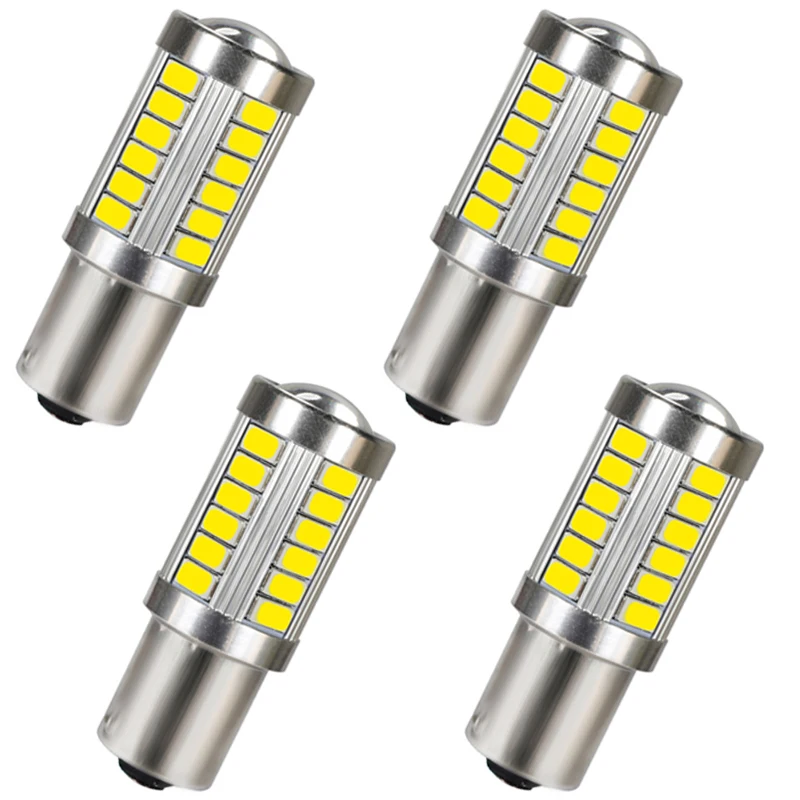 

4PCs 1156 1157 P21W BA15S 33SMD 5630 5730 LED Car Backup Reserve Light Motor Brake Bulb Daytime Running Lights White Yellow Red