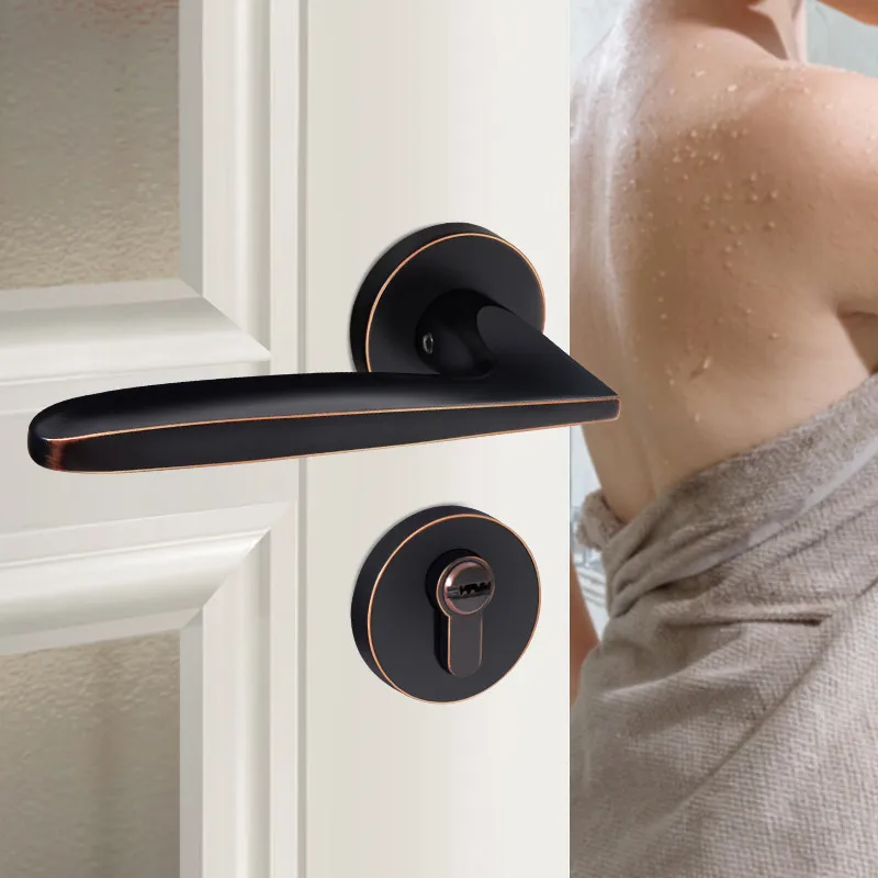 American Black Interior Door Lock Zinc Alloy Door Handles for Bedroom