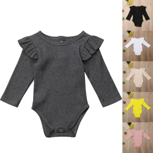 Warm Autumn Baby Boys Girls Bodysuit Solid Color Soft Cotton Jumpsuit Clothes Newborn Long Swings Sleeve Bodysuit Hot