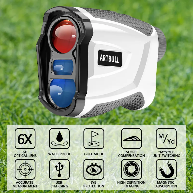 ARTBULL Laser Range Finder Telescope hunting magnetic Golf Rangefinder with Slope Flag-Lock vibration Laser Distance Meter