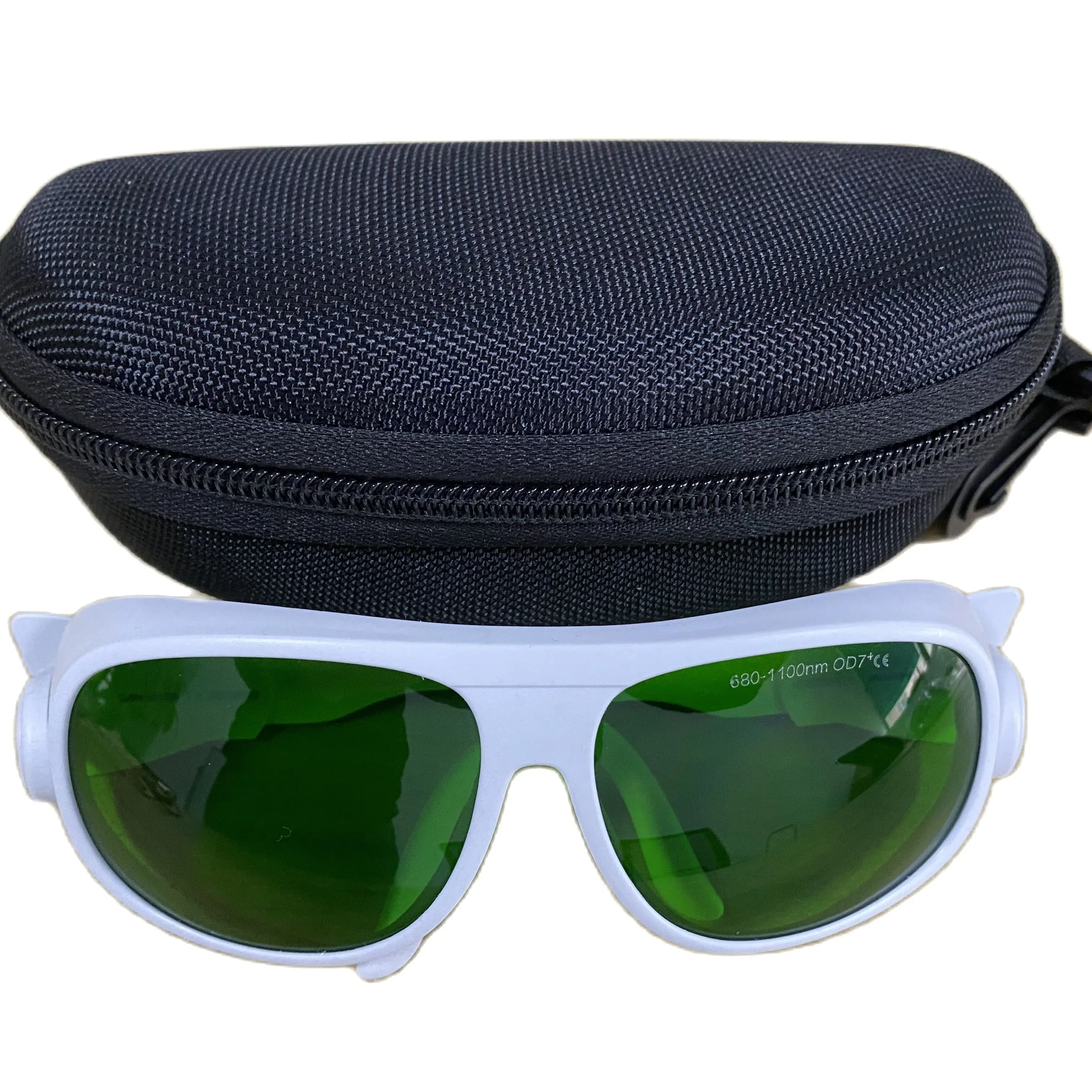 755 808 1064nm Laser Safety Goggles with CE White Frame Black Hard Case and Cleaning Cloth Rubber Holder