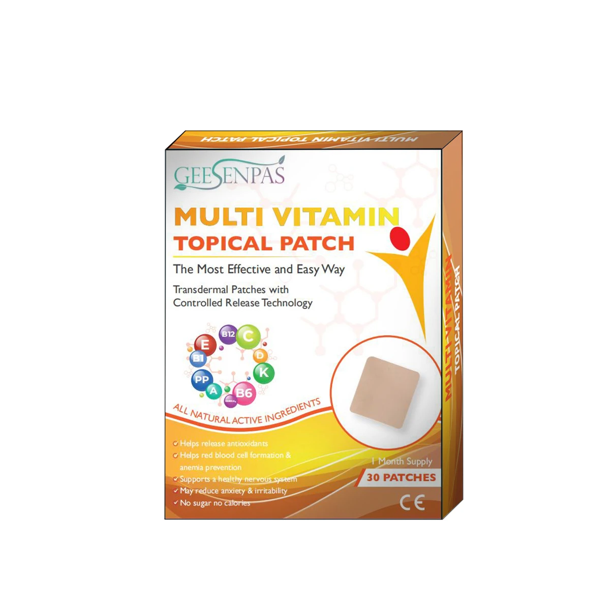 1box/30pcs Multi Vitamin Topical Patch Helps Release Antioxidants Support Metabolism Helps Improve Stress levels