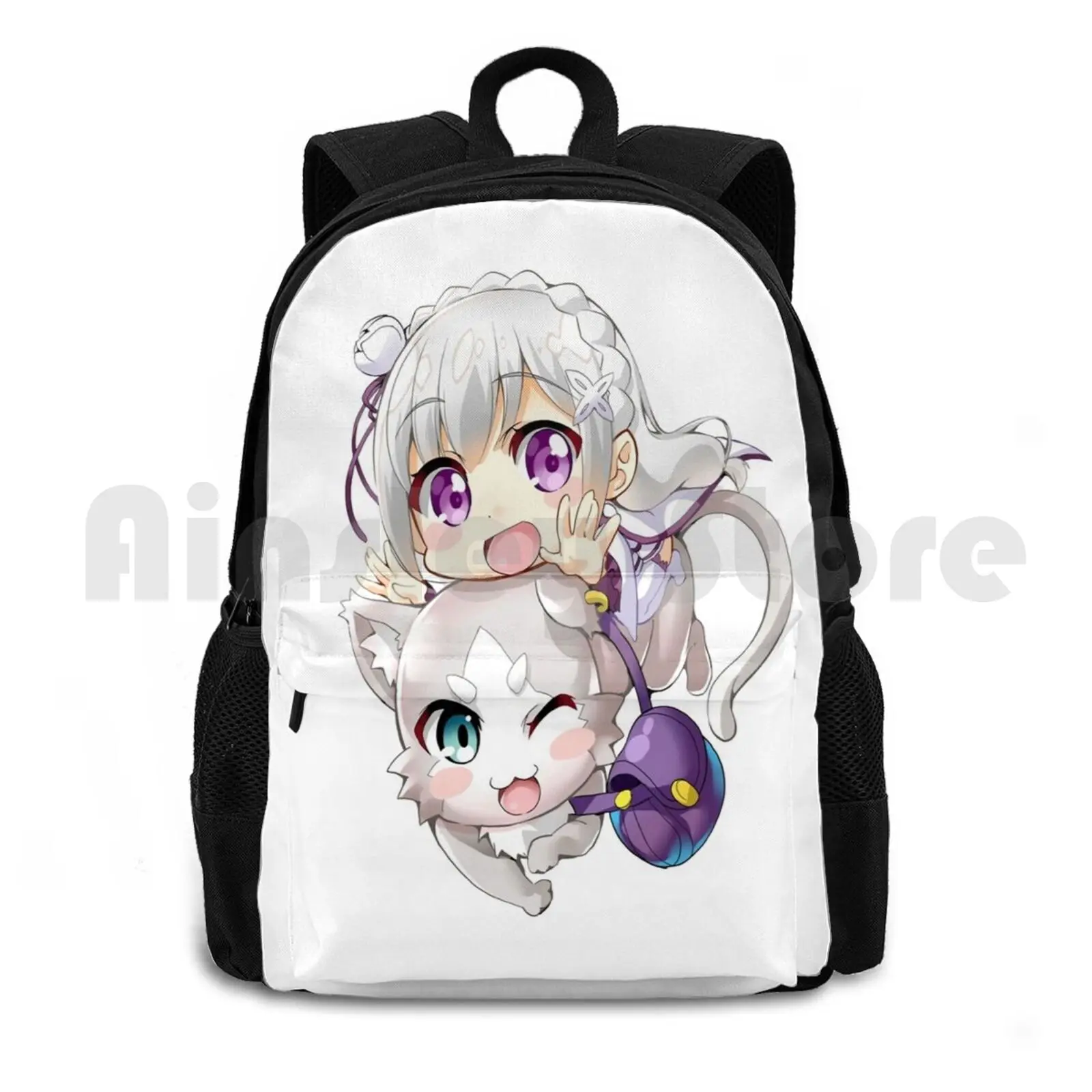 Puck & Emilia Outdoor Hiking Backpack Waterproof Camping Travel Re Zero Re Zero Puck Re Zero Emilia Re Zero Puck And