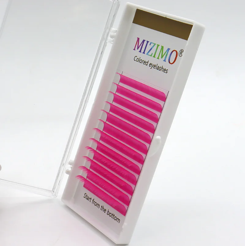 MIZIMO Color Makeup Eyelash 8-13mm Long Mixed Artificial Mink Hair Blue Red Purple Green Yellow Eyelash Extension Tool