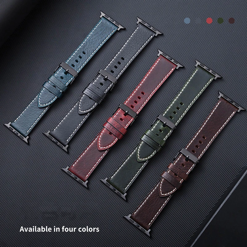 Leather strap For Apple watch band 44mm 40mm iWatch band 38mm 42mm Genuine leather bracelet Apple watch 6 5 4 3 se 44 40 42 38mm