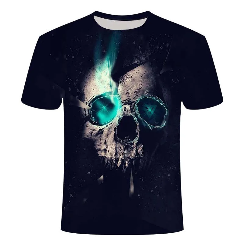 Skull Men\'s T-Shirts Men\'s Hip Hop 3D Shirts Horror O-Neck T-shirt Summer Fashion Tops Boys Clothing Large Size Street Clothing