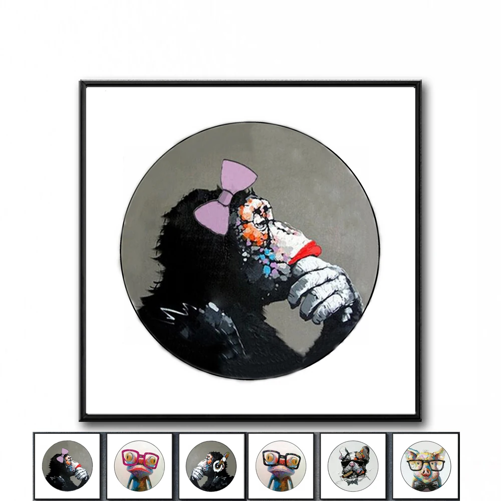

Oil Painting hand painted Cartoon on Canvas Abstract Animal Wall Art for Home Decoration Happy female orangutan NEW 2020033006