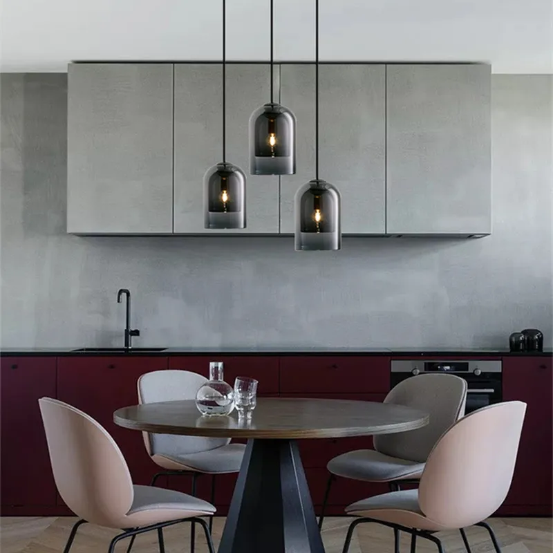 

Postmodern Minimalist Restaurant Decoration Single Head Glass Chandelier Bedside Bar Cafe Study Fishing Line Pendant Light