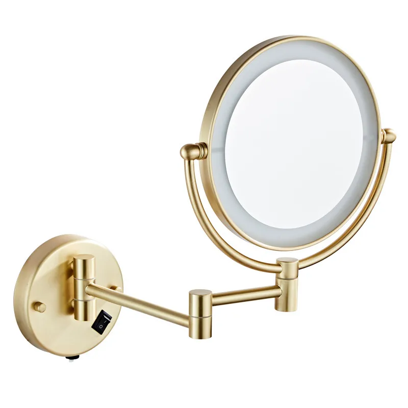 8 Inch LED Makeup Mirror With Plug 3X /1X Magnifying Folding Wall Illuminated Mirror Double Bathroom Mirrors