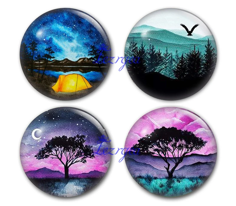 Camping Sleep Under The Stars Round Photo Glass Cabochon Demo Flat Back Making Findings