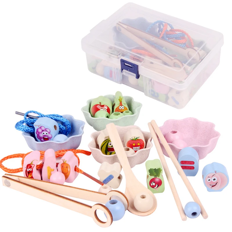 Educational Clip Bead Threading Toy Children Baby Training Use Chopsticks Game Fine Motor Enlightenment Toy Gift Montessori