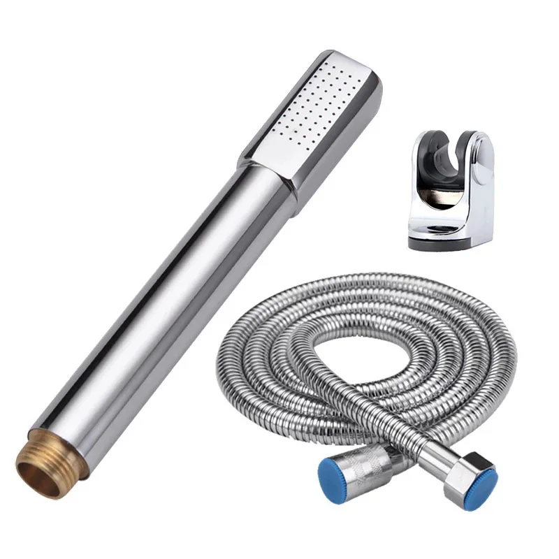 Detaliczna i hurtowa okrągła główka prysznicowa z litej miedzi Luksusowa główka prysznicowa Batnroom Rain Hand Shower Chrome Finish 150cm Wąż ze stali nierdzewnej — zdjęcie 2