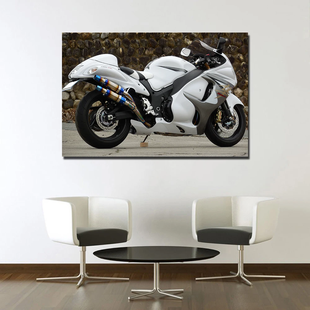 Hayabusa Suzuki GSX1300R Muscle Motorcycles Poster Canvas Cloth Fabric Print for Home Decor Wall Art Painting