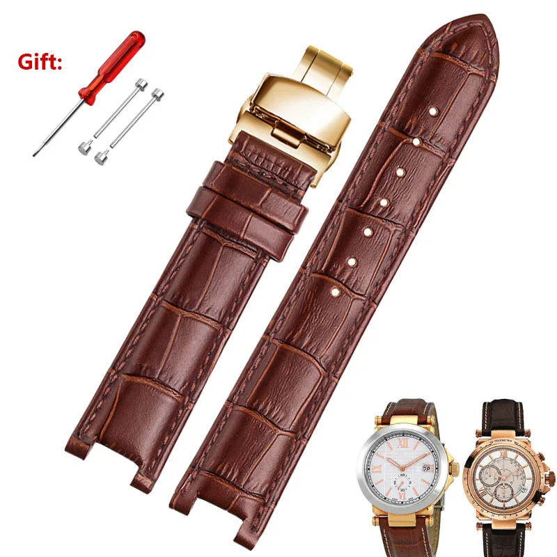 Genuine Leather watchband for Guess GC watch strap 22*13mm 20*11mm Notched watchband with screw black brown blue wrist band