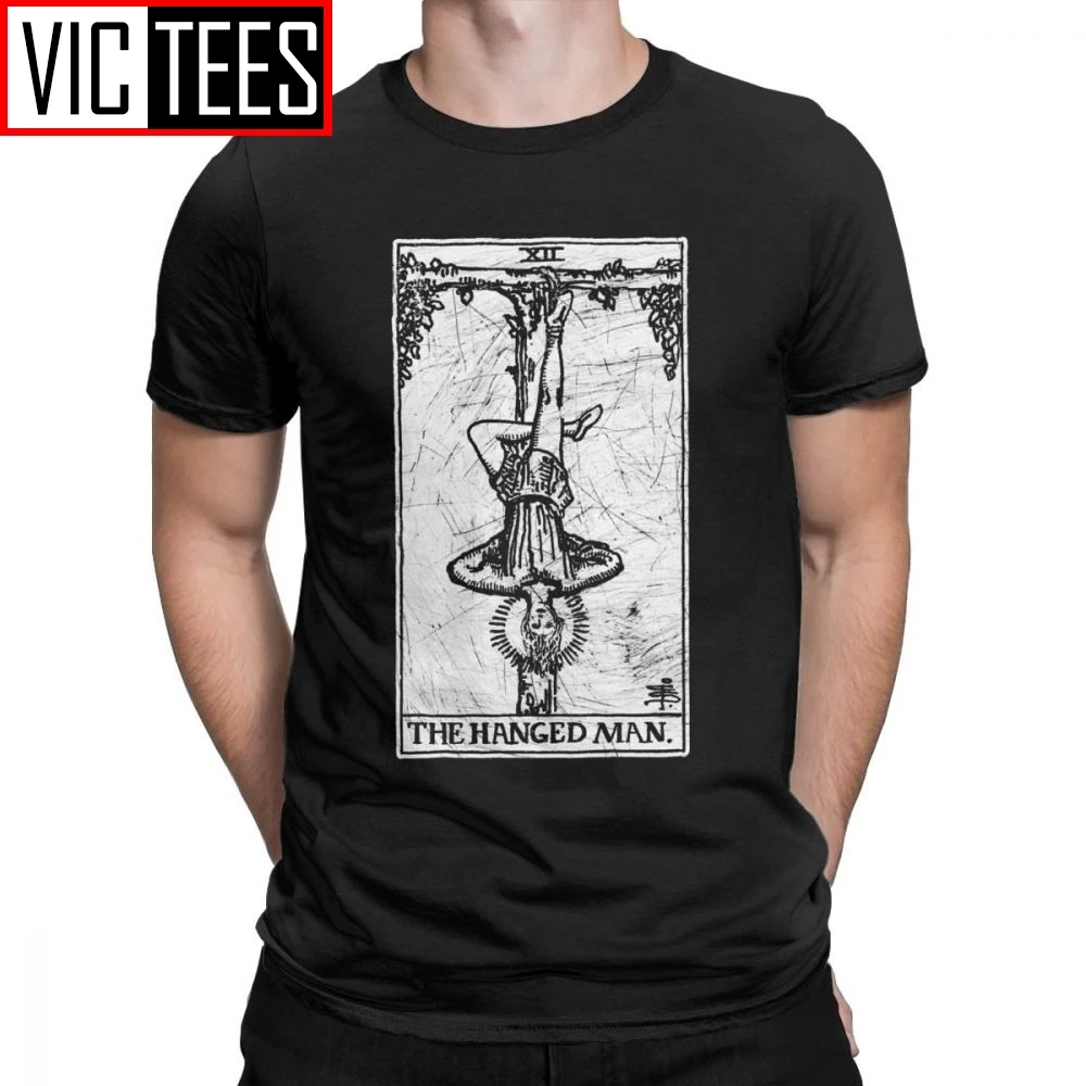 Men's The Hanged Man Tarot Card Major Arcana Fortune Telling Occult T Shirts Pure Cotton Short Sleeve Tee Shirt Present T-Shirts