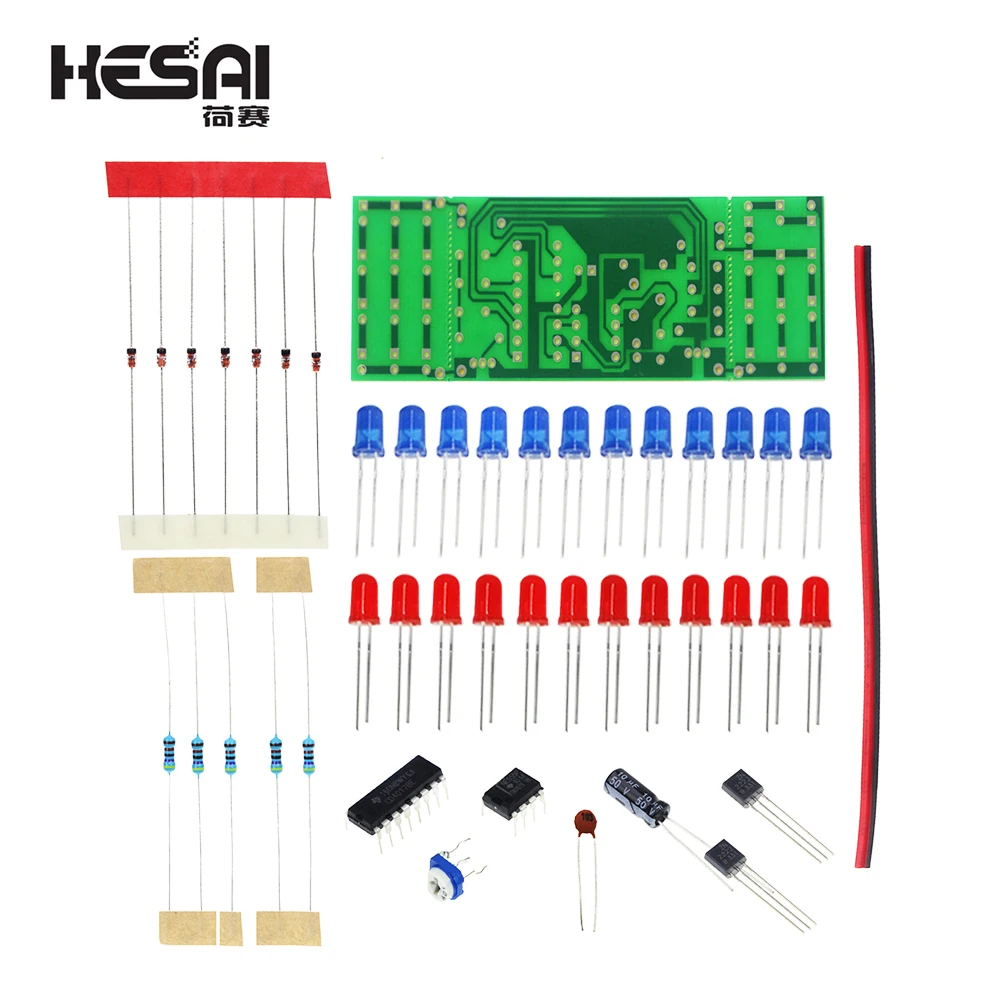 Red Blue Double Color Flashing Lights Kit Strobe NE555 + CD4017 Practice Learning DIY Kits Electronic Suite