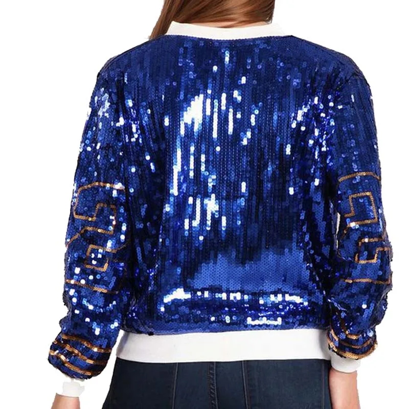 Greek zip up long sleeve sporty bat sleeved Sorority Sigma Gamma Rho Sequin  SGR 22 Sequin Jacket