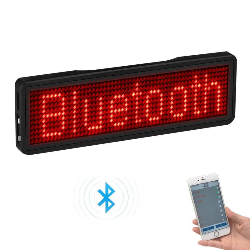 Bluetooth LED Badge Rechargeable Led Name Tag  11*44 wide LED trademark with magnet and pin for party event meeting