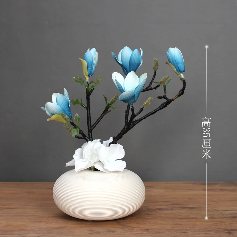 

New Year's Nordic Ornaments Christmas Artificial Simulation Flowers Table Decoration White Vase Home Lnterior Room Decor Gift