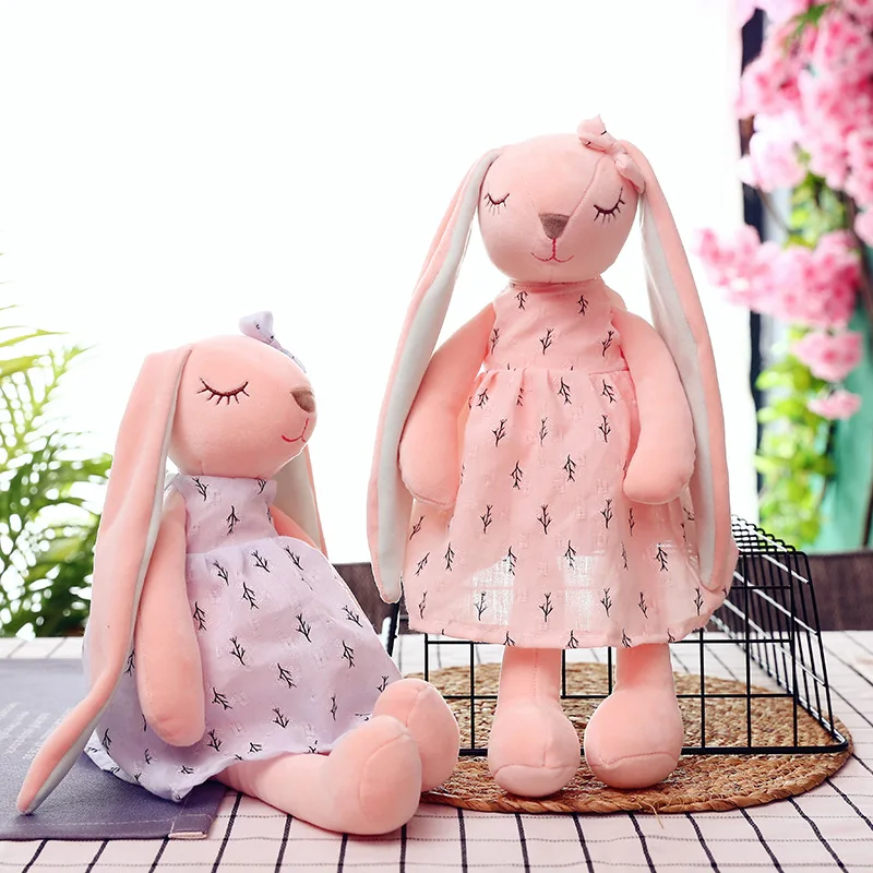 Kawaii Długie uszy Królik Pluszowe zabawki dla dziewczynki Uspokojenie lalki Zabawka do spania dla niemowląt Miękkie pluszowe zabawki Wypchane zwierzęta Zabawki dla niemowląt