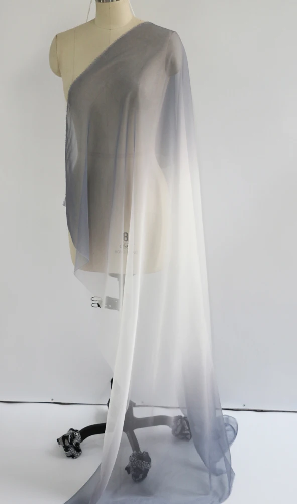 Ombre Chiffon 58'' breit nach Meter 30D Farbverlauf Chiffon transparenter Stoff Tanzschal Hochzeitsdekorationen transparent – Detail 9