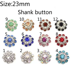 All Rhinestones Metal Buttons For Clothing 10Pcs/Lot 23mm Sewing Rhinestones Button Handwork Decorative Accessories