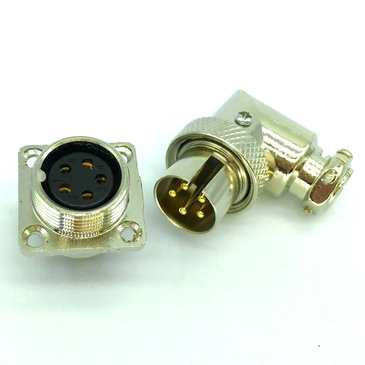 Quadrato dorato 2Pin 3Pin 4Pin 5Pin 6Pin 7Pin 8 Pin connettore pannello filo GX16 presa ad angolo retto presa aeronautica assemblaggio invertito