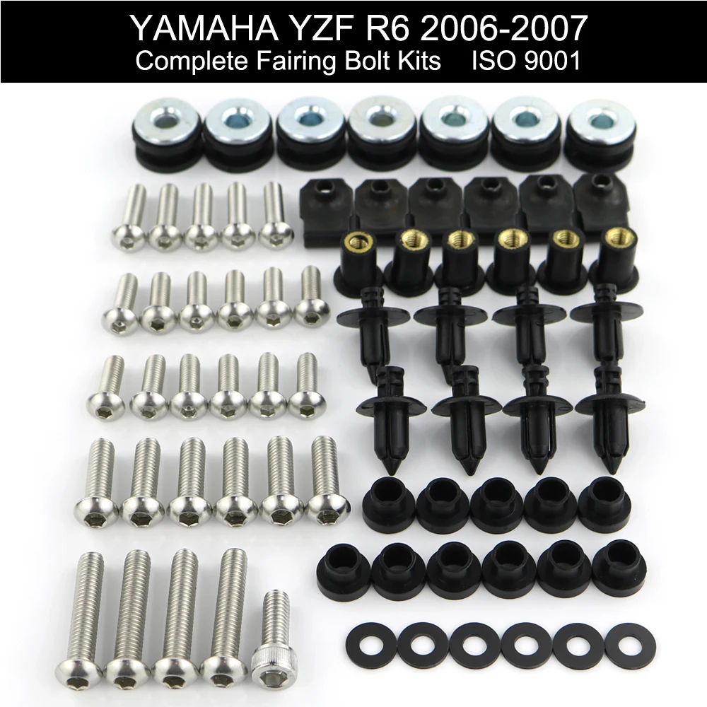 Fit For Yamaha YZF R6 YZF-R6 2006 2007 Complete Full Fairing Bolts Kit Fairing Clips Nuts Screws Motorcycle Stainless Steel