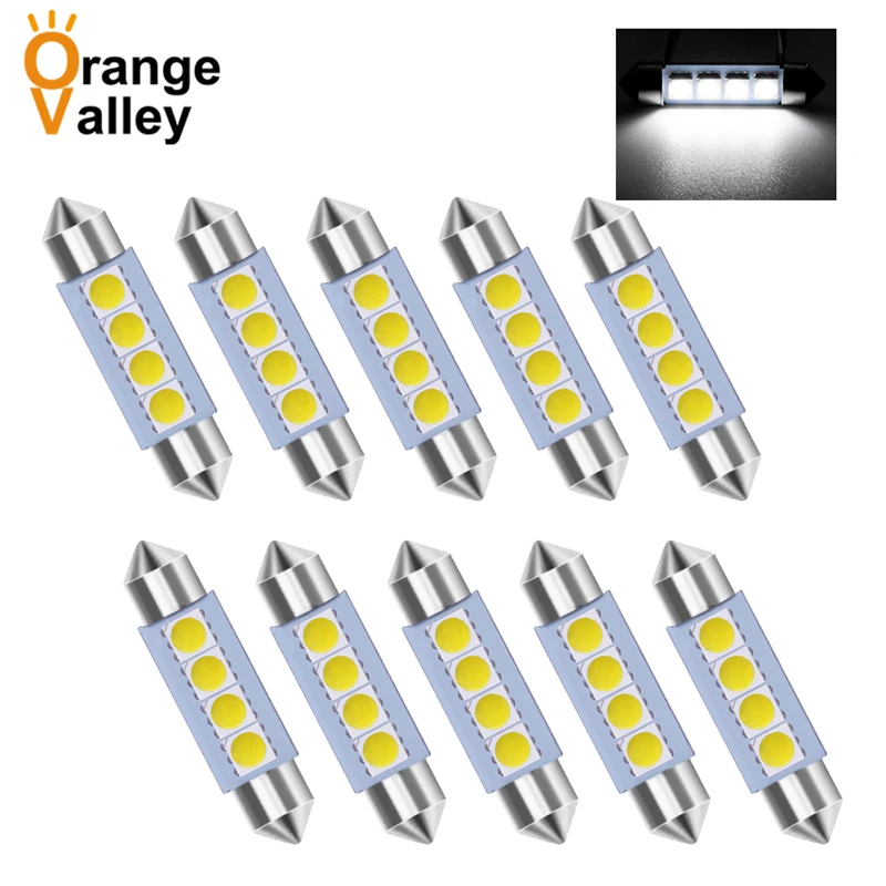 10Pcs Festoon 31 36 39 41 mm LED 3 5050 4 SMD C5W Car Auto Interior Dome Reading Map Door Lights Lamp Bulb DC12V