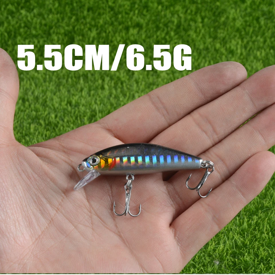 New Sinking Minnow Fishing Lure 55mm 6.5g Mini Artificial Bait Hard Wobbler All Water Crankbait For Pike Bass