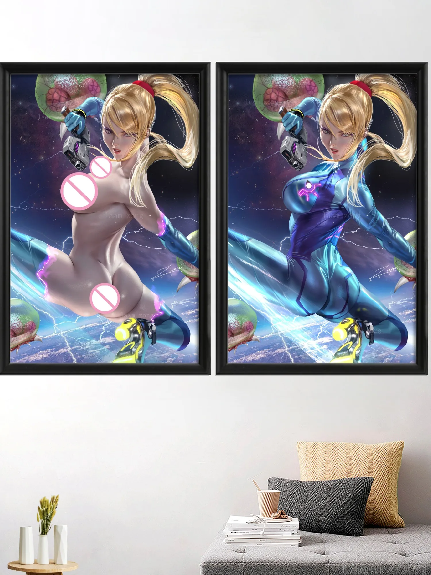 Samus Aran Video Game Art Silk Poster Sexy Nude Kawaii Anime Home Decor Custom Prints Living-Bedroom Decoration