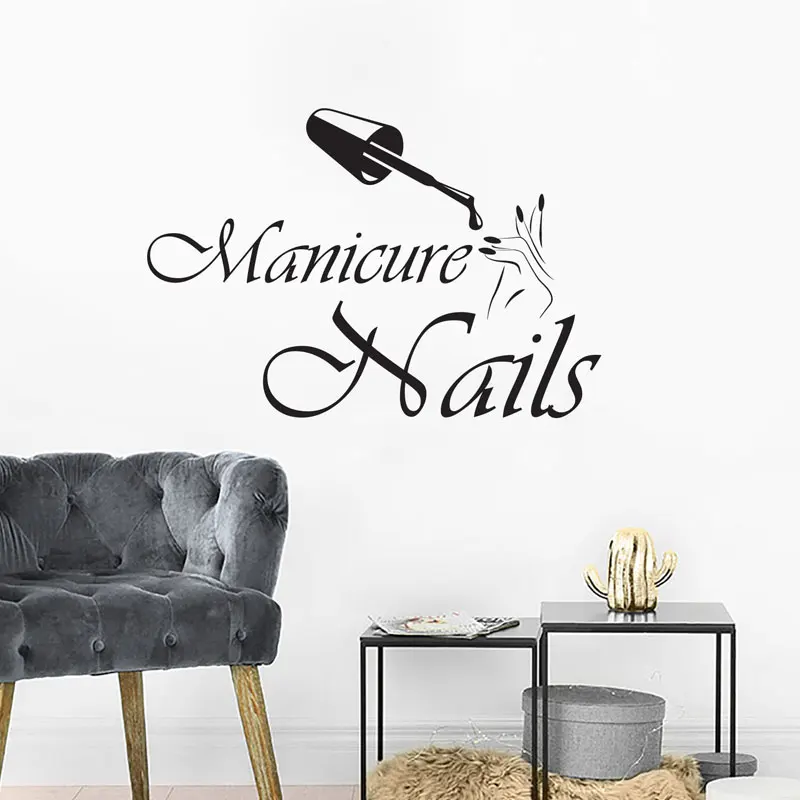 Wall Decal Manicure Vinyl Window Sticker Beauty Nails Salon Fashion Cosmetic Hairdressing Interior Decor Design Mural A501