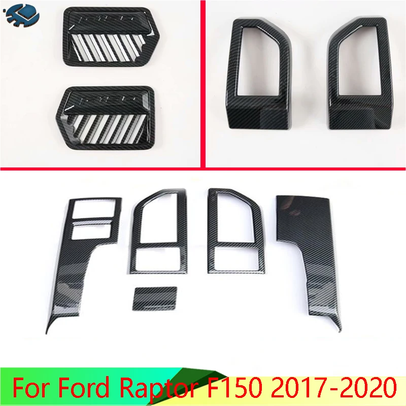 

For Ford Raptor F150 2017-2020 Carbon Fiber Style Air Vent Outlet Cover Dashboard Trim Bezel Frame Molding Garnish